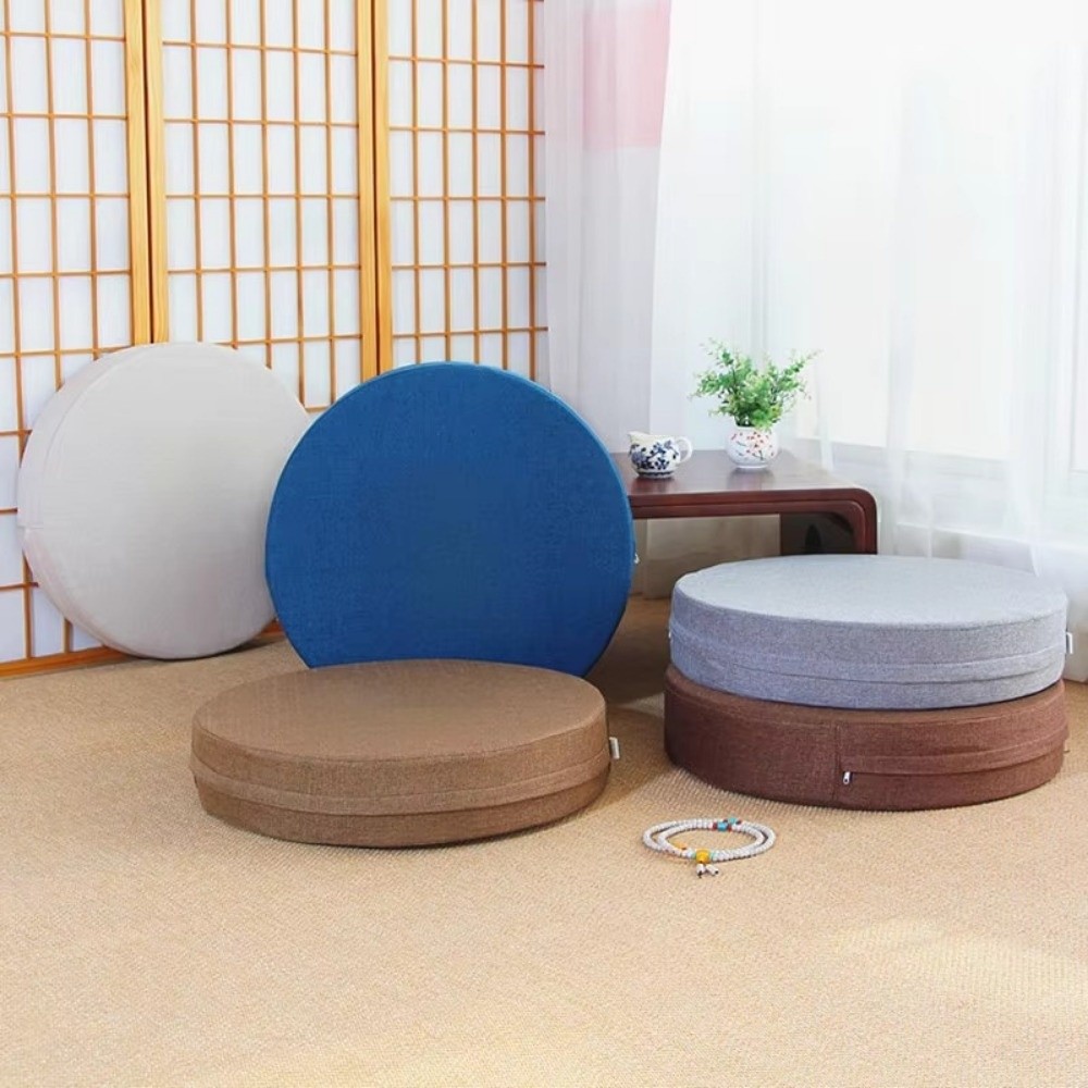 Новая круглая льняная подушка  – обзор и цена Floor Cushion Pouf