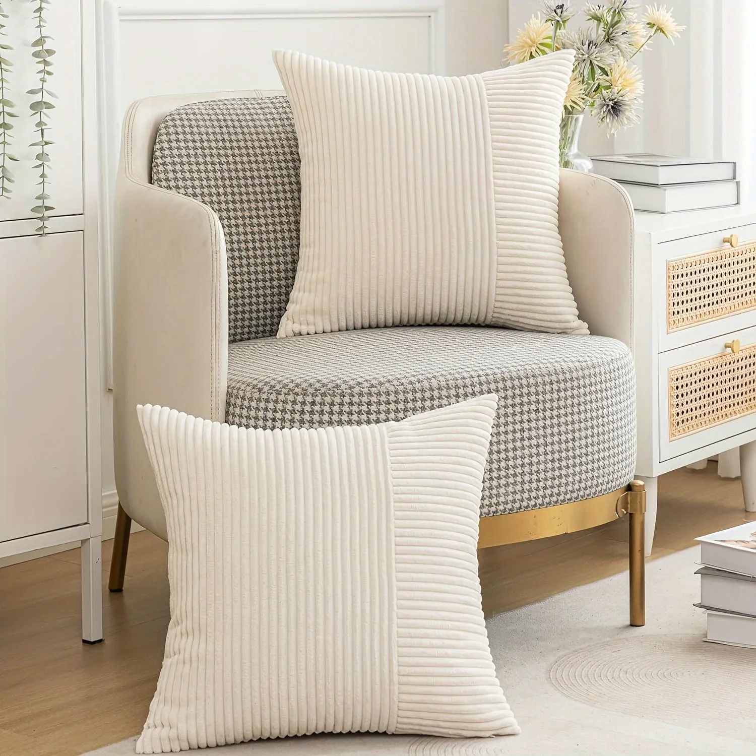 Бежевая полосатая лоскутная ве – обзор и цена Pillow Insert 18X18